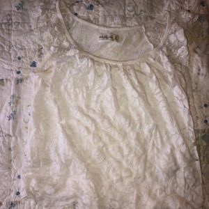 Abercrombie white lace floral shirt embroidered
